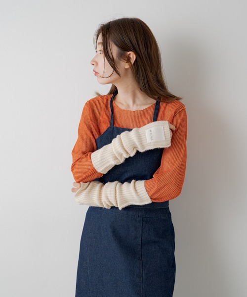 Kastane(カスタネ)の「【新色追加】リブニットアームカバー(アームカバー・レディース・ホワイト/サックスブルー/イエロー/アイボリー/グレー/ピンク/ブラウン系その他・FREE)」の12枚目の写真