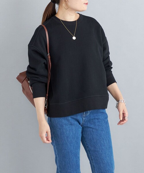 SHIPS（シップス）の「裏毛クルーネックプルオーバー（スウェット・レディース・ライトグレー/ブラック/パープル/オフホワイト・ONE SIZE）」の3枚目の写真