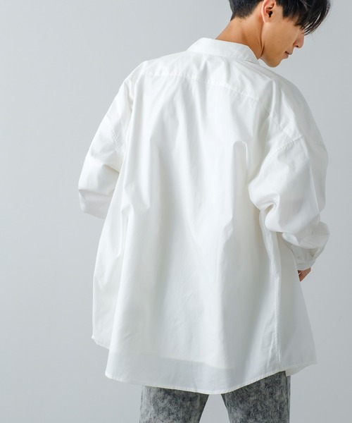 improves（インプローブス）の「【improves】ブロード レギュラーカラー オーバーサイズ 長袖シャツ（シャツ/ブラウス・メンズ・ホワイト/ブラック/ラベンダー/チャコール/サックスブルー/イエロー/ダークグリーン/スカイブルー・MEDIUM/LARGE/X-LARGE）」の10枚目の写真