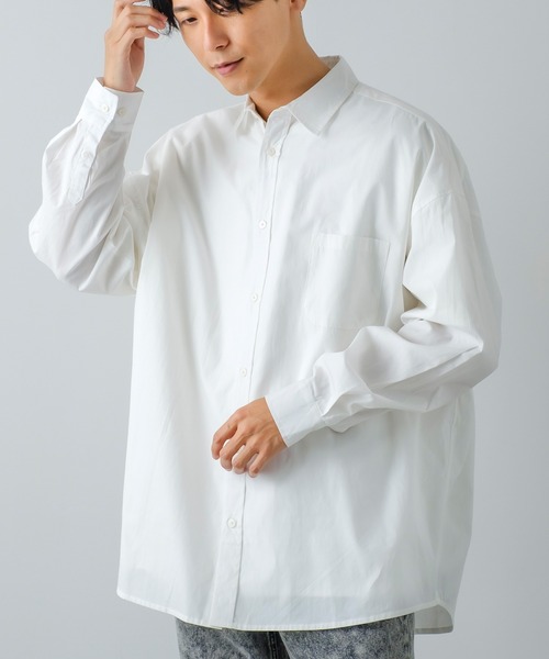 improves（インプローブス）の「【improves】ブロード レギュラーカラー オーバーサイズ 長袖シャツ（シャツ/ブラウス・メンズ・ホワイト/ブラック/ラベンダー/チャコール/サックスブルー/イエロー/ダークグリーン/スカイブルー・MEDIUM/LARGE/X-LARGE）」の11枚目の写真