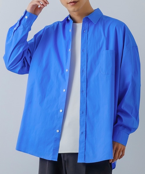 improves（インプローブス）の「【improves】ブロード レギュラーカラー オーバーサイズ 長袖シャツ（シャツ/ブラウス・メンズ・ホワイト/ブラック/ラベンダー/チャコール/サックスブルー/イエロー/ダークグリーン/スカイブルー・MEDIUM/LARGE/X-LARGE）」の12枚目の写真