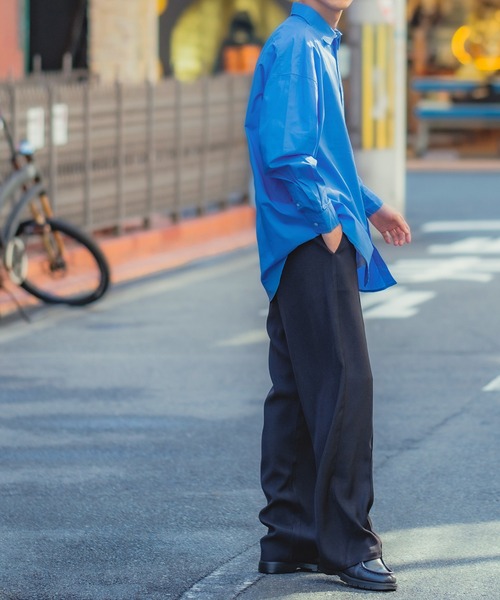 improves（インプローブス）の「【improves】ブロード レギュラーカラー オーバーサイズ 長袖シャツ（シャツ/ブラウス・メンズ・ホワイト/ブラック/ラベンダー/チャコール/サックスブルー/イエロー/ダークグリーン/スカイブルー・MEDIUM/LARGE/X-LARGE）」の19枚目の写真