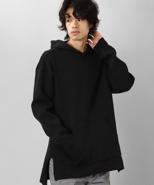 semantic design（セマンティックデザイン）の「【ルーズフィット ウォッシャブル】セマンティックデザイン エステルリブニット プルパーカー（パーカー・メンズ・ボルドー/ブラック・MEDIUM/LARGE/X-LARGE）」の2枚目の写真