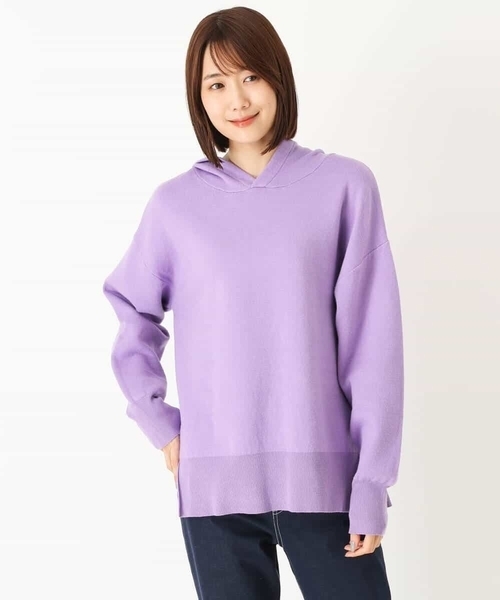 MK MICHEL KLEIN（エムケーミッシェルクラン）の「Wフェイスニットフーディー/洗える（パーカー・レディース・ホワイト/イエロー/ラベンダー・38）」の17枚目の写真