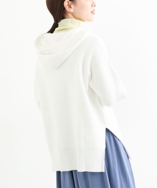 MK MICHEL KLEIN（エムケーミッシェルクラン）の「Wフェイスニットフーディー/洗える（パーカー・レディース・ホワイト/イエロー/ラベンダー・38）」の2枚目の写真