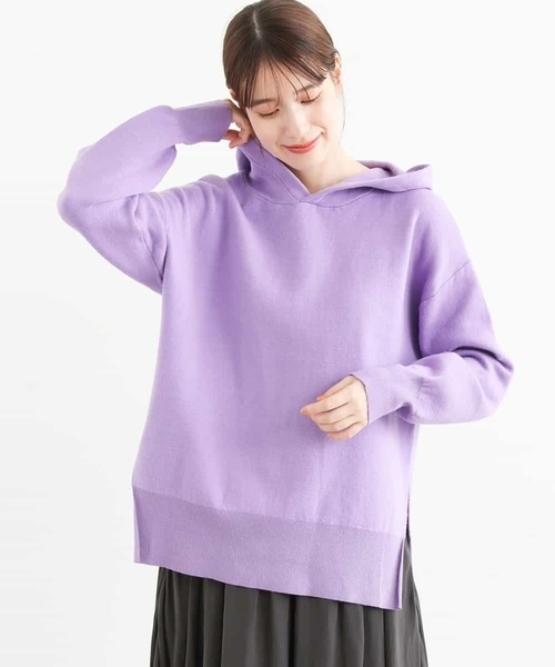 MK MICHEL KLEIN（エムケーミッシェルクラン）の「Wフェイスニットフーディー/洗える（パーカー・レディース・ホワイト/イエロー/ラベンダー・38）」の6枚目の写真