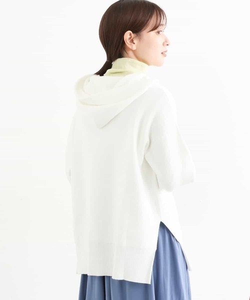 MK MICHEL KLEIN（エムケーミッシェルクラン）の「Wフェイスニットフーディー/洗える（パーカー・レディース・ホワイト/イエロー/ラベンダー・38）」の9枚目の写真