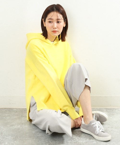 MK MICHEL KLEIN（エムケーミッシェルクラン）の「Wフェイスニットフーディー/洗える（パーカー・レディース・ホワイト/イエロー/ラベンダー・38）」の13枚目の写真