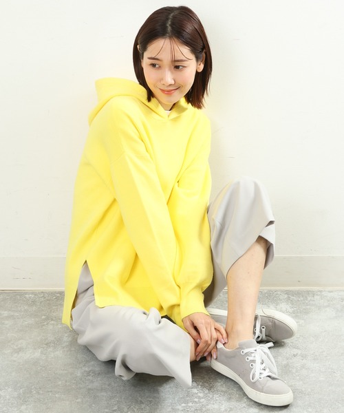 MK MICHEL KLEIN（エムケーミッシェルクラン）の「Wフェイスニットフーディー/洗える（パーカー・レディース・ホワイト/イエロー/ラベンダー・38）」の14枚目の写真