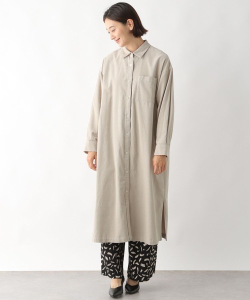 LEPSIM（レプシィム）の「コーデュロイロングシャツワンピース　162177（ワンピース・レディース・グレイッシュベージュ/ブルー/ブラウン・FREE）」の12枚目の写真