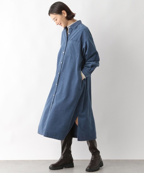 LEPSIM（レプシィム）の「コーデュロイロングシャツワンピース　162177（ワンピース・レディース・グレイッシュベージュ/ブルー/ブラウン・FREE）」の6枚目の写真