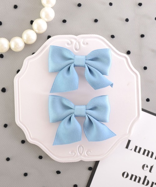 VIBGYOR Women（ヴィブジョー　ウィメン）の「【float】ガーリー カラフル リボン ヘアクリップ【2個セット/8色展開】（バレッタ/ヘアクリップ・レディース・ピンク/ブルー/パープル/ブラック/イエロー/レッド/ネイビー/グリーン・FREE）」の4枚目の写真