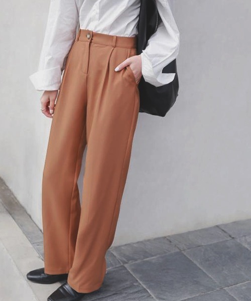 chuclla（チュクラ）の「セミワイド カラースラックス chw22a107（スラックス・レディース・ミント/グリーン/ライトブルー/ベージュ/アイボリー/スモークピンク/ブルー/ネイビー/テラコッタ・L/M/S/XL/XS/XXS）」の3枚目の写真