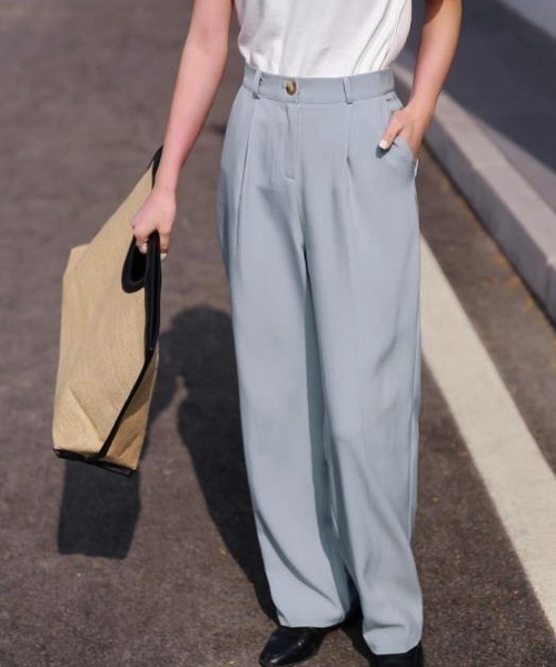 chuclla（チュクラ）の「セミワイド カラースラックス chw22a107（スラックス・レディース・ミント/グリーン/ライトブルー/ベージュ/アイボリー/スモークピンク/ブルー/ネイビー/テラコッタ・L/M/S/XL/XS/XXS）」の7枚目の写真