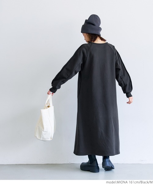 coca（coca）（コカ）の「アウトシームスウェットワンピース（ワンピース・レディース・ブラック/イエロー・M/L）」の5枚目の写真