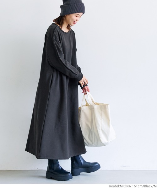 coca（coca）（コカ）の「アウトシームスウェットワンピース（ワンピース・レディース・ブラック/イエロー・M/L）」の6枚目の写真