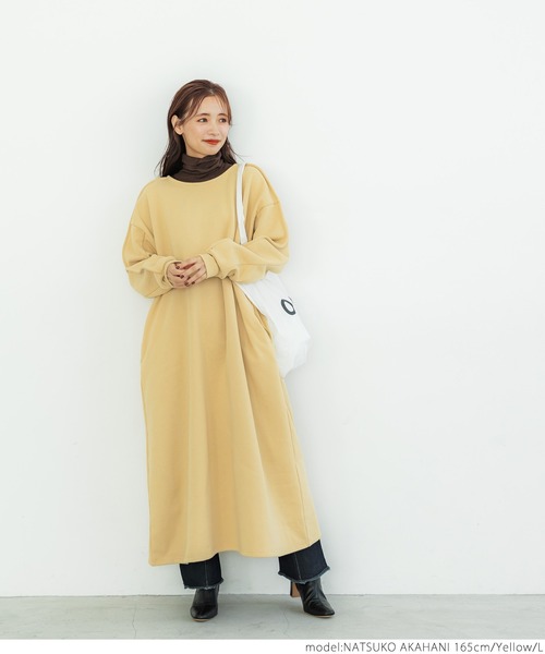 coca（coca）（コカ）の「アウトシームスウェットワンピース（ワンピース・レディース・ブラック/イエロー・M/L）」の7枚目の写真