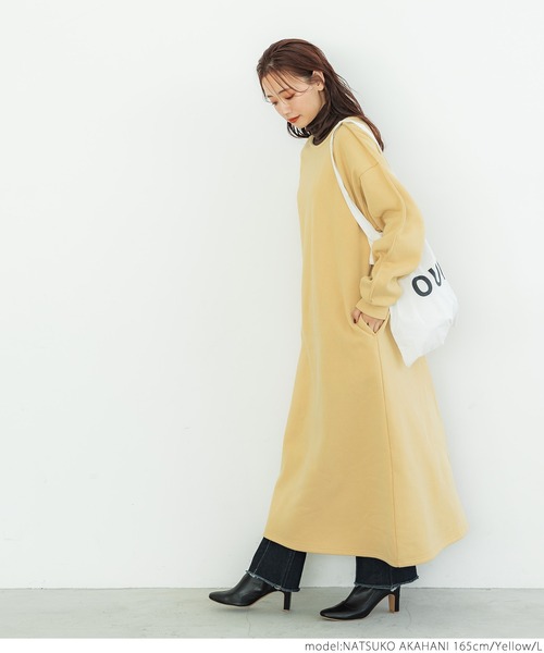 coca（coca）（コカ）の「アウトシームスウェットワンピース（ワンピース・レディース・ブラック/イエロー・M/L）」の10枚目の写真