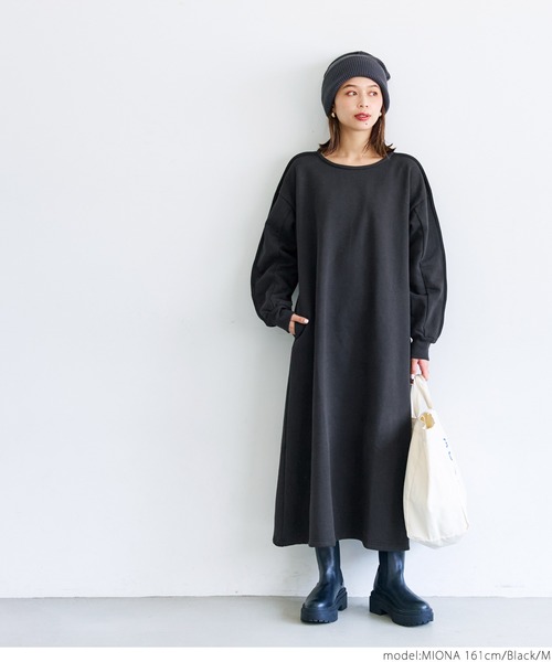 coca（coca）（コカ）の「アウトシームスウェットワンピース（ワンピース・レディース・ブラック/イエロー・M/L）」の12枚目の写真