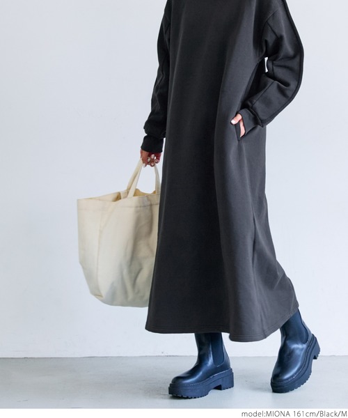 coca（coca）（コカ）の「アウトシームスウェットワンピース（ワンピース・レディース・ブラック/イエロー・M/L）」の13枚目の写真