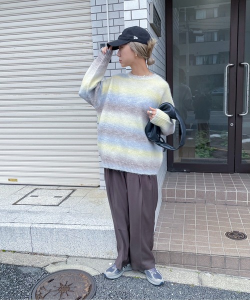 feepur（フェピュール）の「【ハンドウォッシャブル】ウール混グラデーションオーバーニット（ニット/セーター・レディース・ブラウン/グリーン/イエロー・MEDIUM）」の5枚目の写真