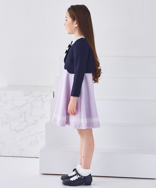 【現行品】chopin deux レース襟アンサンブル　120 ピンク　入学式 kids-aprire_1301-7350