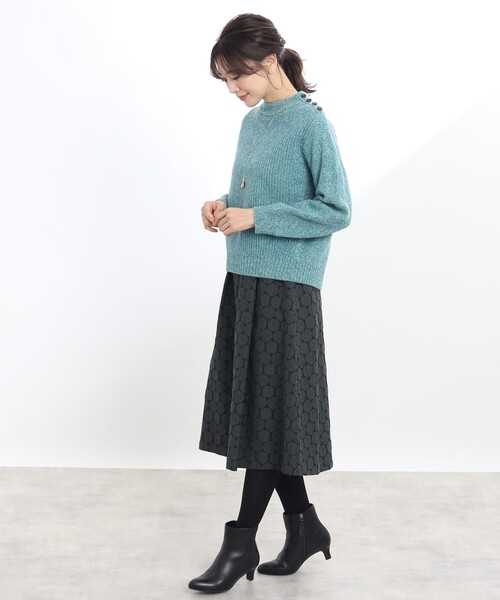 みんみんさま　美品　Reflect ドット幾何柄ジャカードスカート　13号 みんみんさま 美品 Reflect ドット幾何柄ジャカードスカー