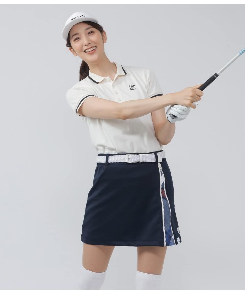 NEWYORKER GOLF(ニューヨーカーゴルフ)の「ラインドポロシャツ(ポロシャツ・レディース・アイボリー/ブルー/ブラック/ネイビー・M/L/S)」の3枚目の写真