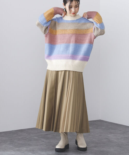 BEAMS HEART（ビームスハート）の「BEAMS HEART / カラフルボーダー ニット（ニット/セーター・レディース・サックスブルー/ホワイト系その他5・FREE）」の5枚目の写真