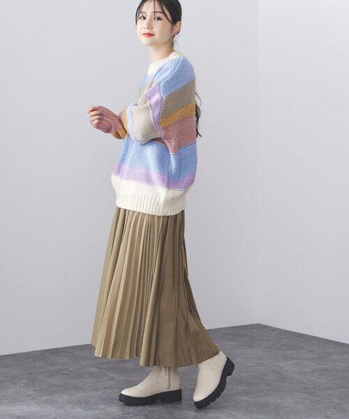 BEAMS HEART（ビームスハート）の「BEAMS HEART / カラフルボーダー ニット（ニット/セーター・レディース・サックスブルー/ホワイト系その他5・FREE）」の6枚目の写真