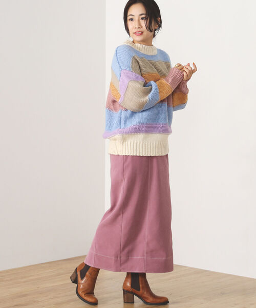 BEAMS HEART（ビームスハート）の「BEAMS HEART / カラフルボーダー ニット（ニット/セーター・レディース・サックスブルー/ホワイト系その他5・FREE）」の7枚目の写真