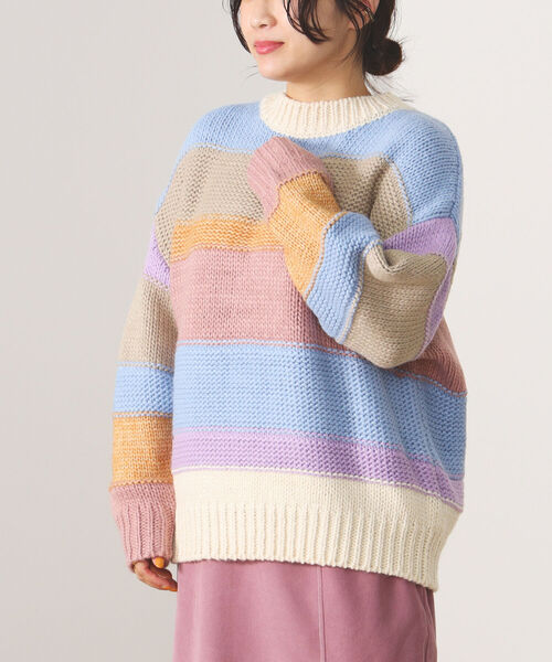 BEAMS HEART（ビームスハート）の「BEAMS HEART / カラフルボーダー ニット（ニット/セーター・レディース・サックスブルー/ホワイト系その他5・FREE）」の11枚目の写真