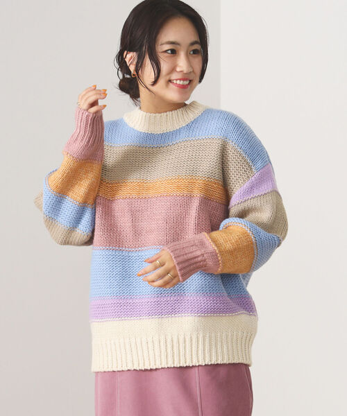 BEAMS HEART（ビームスハート）の「BEAMS HEART / カラフルボーダー ニット（ニット/セーター・レディース・サックスブルー/ホワイト系その他5・FREE）」の12枚目の写真