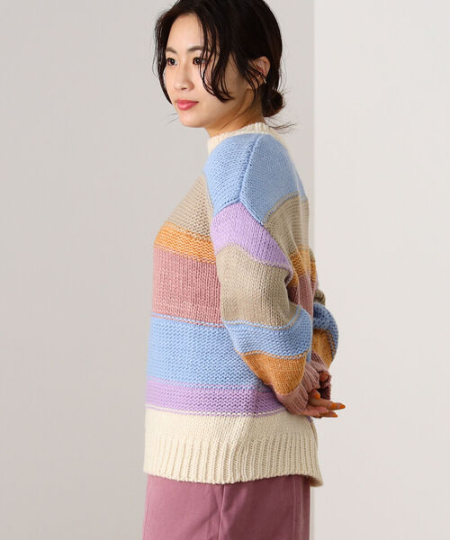 BEAMS HEART（ビームスハート）の「BEAMS HEART / カラフルボーダー ニット（ニット/セーター・レディース・サックスブルー/ホワイト系その他5・FREE）」の13枚目の写真