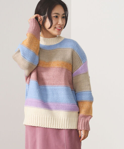 BEAMS HEART（ビームスハート）の「BEAMS HEART / カラフルボーダー ニット（ニット/セーター・レディース・サックスブルー/ホワイト系その他5・FREE）」の14枚目の写真