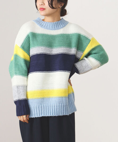 BEAMS HEART（ビームスハート）の「BEAMS HEART / カラフルボーダー ニット（ニット/セーター・レディース・サックスブルー/ホワイト系その他5・FREE）」の17枚目の写真