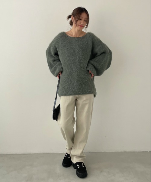EPIMI E'PIMMY(エピミエピミー)の「ローゲージフェザーチュニックニット(ニット/セーター・レディース・ピンク/オリーブ/オフホワイト・MEDIUM)」の22枚目の写真