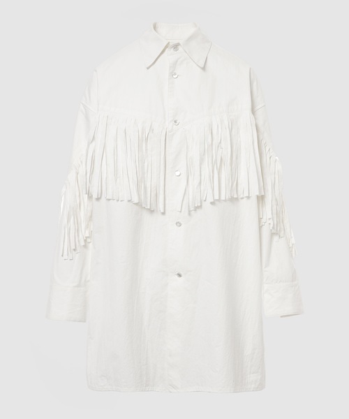 BELPER(ベルパー)の「FRINGE SHIRT(シャツ/ブラウス・レディース・ホワイト/ブラック・FREE)」の1枚目の写真