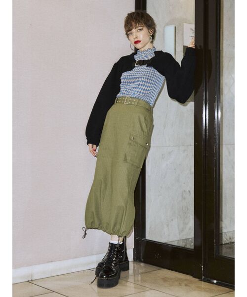 jouetie（ジュエティ）の「カーゴロングスカート【ミリタリー】（スカート・レディース・カーキ/ブラック/ブラウン/パープル・MEDIUM）」の12枚目の写真