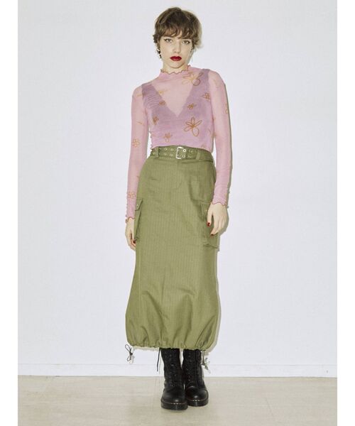 jouetie（ジュエティ）の「カーゴロングスカート【ミリタリー】（スカート・レディース・カーキ/ブラック/ブラウン/パープル・MEDIUM）」の14枚目の写真