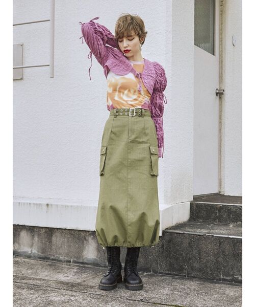 jouetie（ジュエティ）の「カーゴロングスカート【ミリタリー】（スカート・レディース・カーキ/ブラック/ブラウン/パープル・MEDIUM）」の17枚目の写真