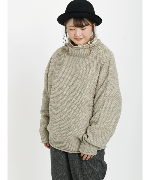 Samansa Mos2（サマンサ モスモス）の「タック編みプルオーバー（ニット/セーター・レディース・ベージュ/ピンク/キャメル・ﾌﾘ-）」の2枚目の写真