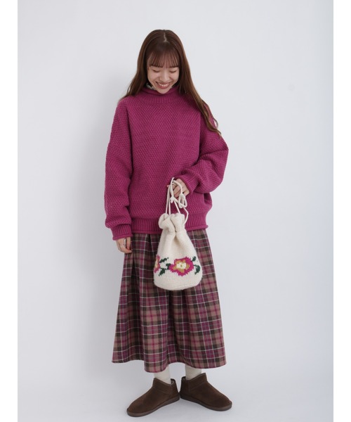 Samansa Mos2（サマンサ モスモス）の「タック編みプルオーバー（ニット/セーター・レディース・ベージュ/ピンク/キャメル・ﾌﾘ-）」の5枚目の写真