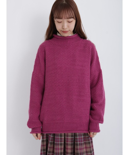 Samansa Mos2（サマンサ モスモス）の「タック編みプルオーバー（ニット/セーター・レディース・ベージュ/ピンク/キャメル・ﾌﾘ-）」の7枚目の写真