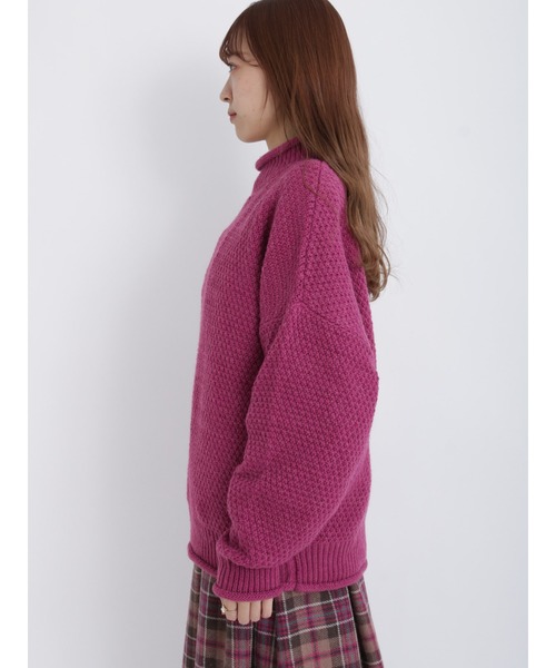 Samansa Mos2（サマンサ モスモス）の「タック編みプルオーバー（ニット/セーター・レディース・ベージュ/ピンク/キャメル・ﾌﾘ-）」の8枚目の写真