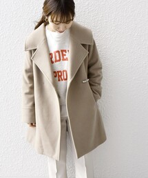 美品▲シップスエニィ SHIPS anyウール ラペル コート ネイビー SHIPS any（シップス エニィ）の「【WEB限定】SHIPS any: ウール