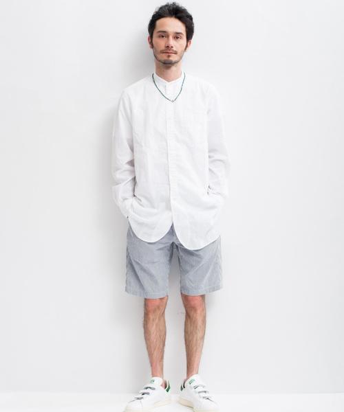 green label relaxing（グリーンレーベルリラクシング）の「PANAMA BAND/C H/PL LONG シャツ◆（シャツ/ブラウス・メンズ・ホワイト/ネイビー・SMALL/MEDIUM/LARGE）」の3枚目の写真