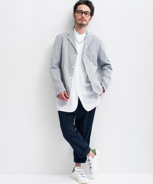 green label relaxing（グリーンレーベルリラクシング）の「PANAMA BAND/C H/PL LONG シャツ◆（シャツ/ブラウス・メンズ・ホワイト/ネイビー・SMALL/MEDIUM/LARGE）」の4枚目の写真