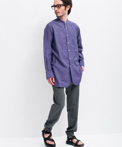 green label relaxing（グリーンレーベルリラクシング）の「PANAMA BAND/C H/PL LONG シャツ◆（シャツ/ブラウス・メンズ・ホワイト/ネイビー・SMALL/MEDIUM/LARGE）」の6枚目の写真