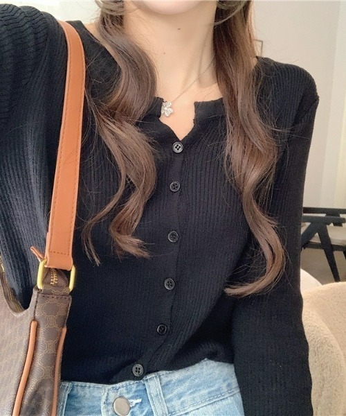 LAC-VERT（ラック・ヴェール）の「スリムフィットリブカーディガン（カーディガン/ボレロ・レディース・ベージュ/ブラウン/ブラック/グレー・FREE）」の12枚目の写真